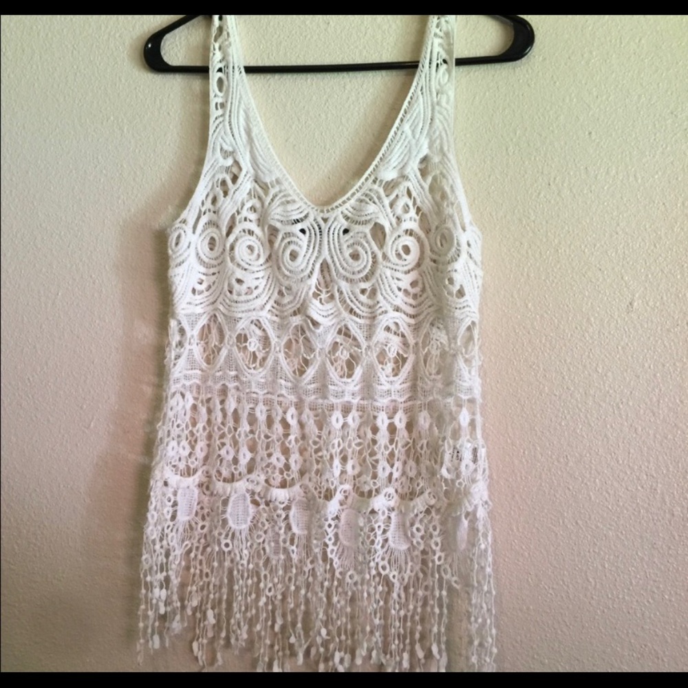 Dulcie Boho Crocheted lace cropped top coverup